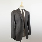 Striped Wool 3 Roll 2 Button Suit // Brown (Euro: 52L)
