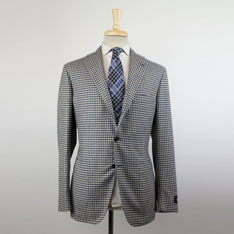 Check Wool Blend 3 Roll 2 Button Sport Coat // Gray (Euro: 48R)
