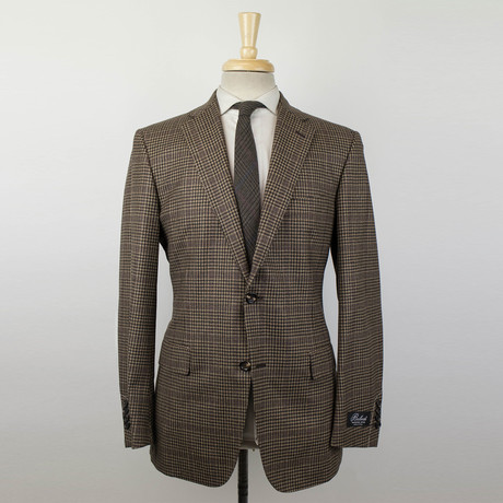 Plaid Wool 2 Button Sport Coat // Brown (Euro: 46)
