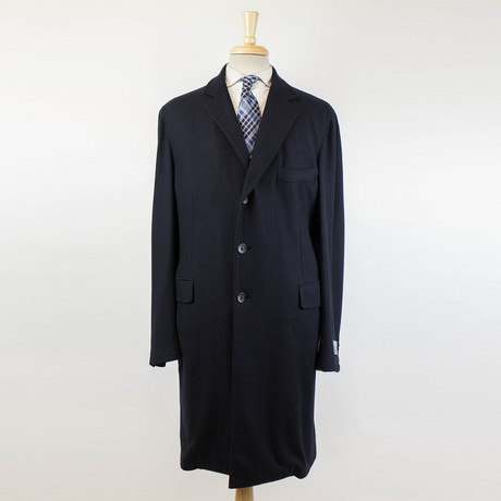 Belvest // Twill Cashmere Full Length Coat // Blue (Euro: 48R)