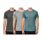 WarriorFit Fitness Tech T 3 Pack // Charcoal + Grey + Blue (S)
