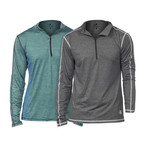 WarriorFit Fitness Tech Pullover // 2-Pack // Marbled Blue + Charcoal (M)