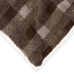Down Filled Extra Warmth Fleece Throw // Ivory + Cocoa Plaid