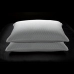 Cool N' Comfort Gel Fiber Pillow With CoolMax Technology // Blue + White // Set Of 2 (Standard)