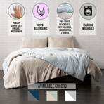 Reversible Brushed Microfiber Plush Down-Alt Comforter Set // Charcoal/Navy (Twin)