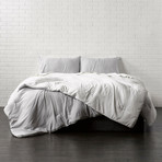 Reversible Brushed Microfiber Plush Down-Alt Comforter Set // White/Platinum (Twin)