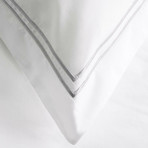 Satin Stitched 100% Cotton Percale Duvet Set // Silver (Full/Queen)