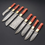 Damascus Kitchen Knife Set // Set of 8