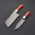 Damascus Cleaver & Chef Knife // Set of 2