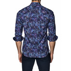 Woven Button-Up // Navy Print (L)