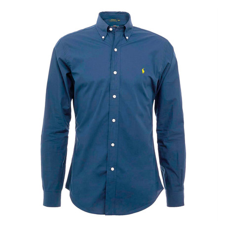 Slim-Fit Classic Shirt // Navy + Yellow (S)