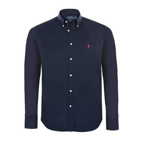 Slim-Fit Classic Shirt // Navy + Red (S)