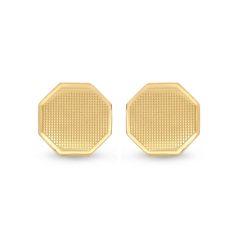 18K Gold Plated Stainless Steel Octagon Cufflinks // Yellow
