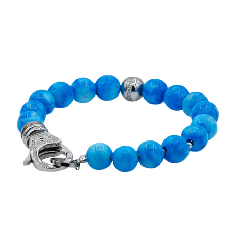 CZ Bead Bracelet // Blue + Silver