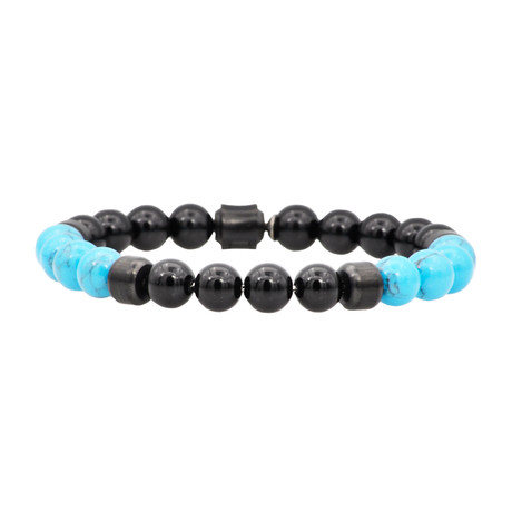 Onyx + Turquoise Bead Bracelet // Turquoise + Black