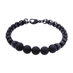 Onyx Round Box Link Bead Bracelet // Black