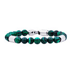 Malachite Bead Bracelet // Green + Blue