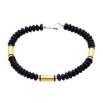 Onyx Bar Bead Bracelet // Gold + Black