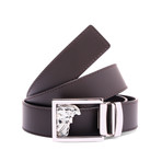 Versace Collection // Medusa Buckle Smooth Leather Belt // Brown