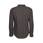 Basic Button-Up Collared Shirt // Black Flowers (XL)