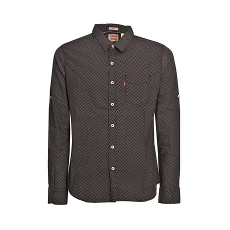 Basic Button-Up Collared Shirt // Black Flowers (S)