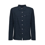 Faded Plaid Button-Up Collared Shirt // Denim (XL)