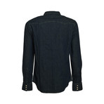 Pocketed Denim Button-Up Collared Shirt // Blue Denim (S)