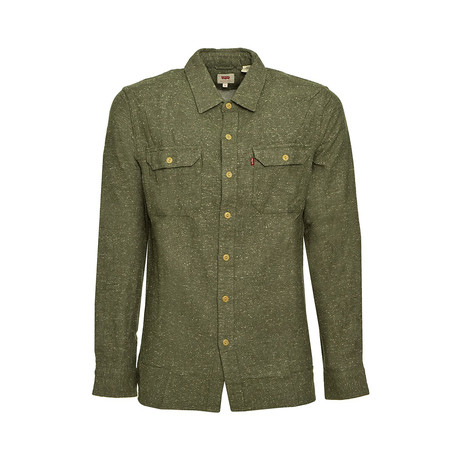 Basic Button-Up Collared Shirt // Green (S)