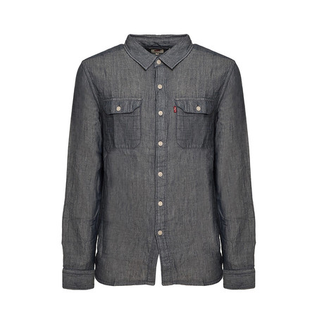 Basic Button-Up Collared Shirt // Dark Blue Denim (S)