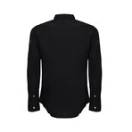Basic Button-Up Collared Shirt // Black (L)