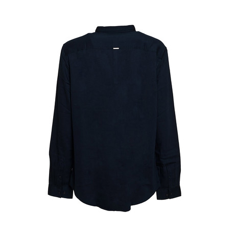 Basic Button-Up Collared Shirt // Dark Blue (S)