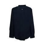 Basic Button-Up Collared Shirt // Dark Blue (XL)