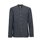 Basic Button-Up Collared Shirt // Dark Denim (M)