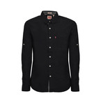 Basic Button-Up Collared Shirt // Black (XL)