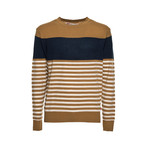 Block Stripe Sweater // Beige Blue (S)