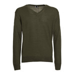 V-Neck Knitwear // Olive Green (M)