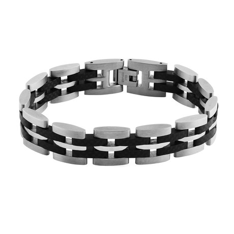 Titanium Bracelet Small Link // Silver + Black (Silver + Black)