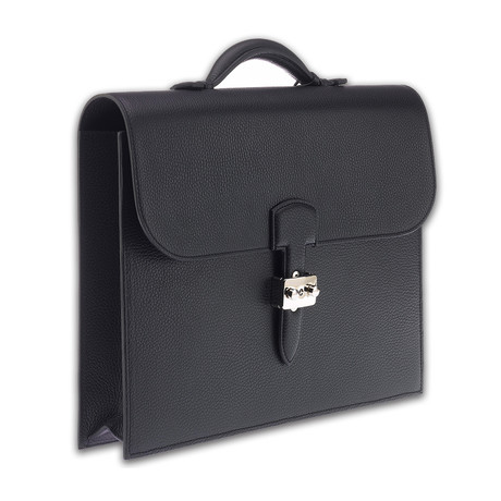 Berkeley Grain Leather Briefcase (Black)