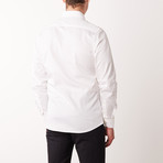 Slim-Fit Printed Vertical Lines Dress Shirt // White (L)