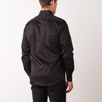 Slim-Fit Printed Dress Shirt + Lace Overlay // Black (XL)