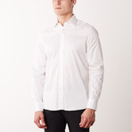 Slim-Fit Printed Dress Shirt + Lace Overlay // White (S)