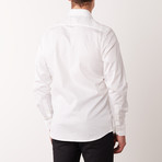 Slim-Fit Printed Dress Shirt + Lace Overlay // White (L)