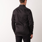 Slim-Fit Printed Dress Shirt + Shoulder Design // Black (S)
