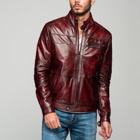 Ivan Leather Jacket // Claret Red (XS)