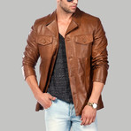 Apuleio Leather Jacket // Tobacco (S)
