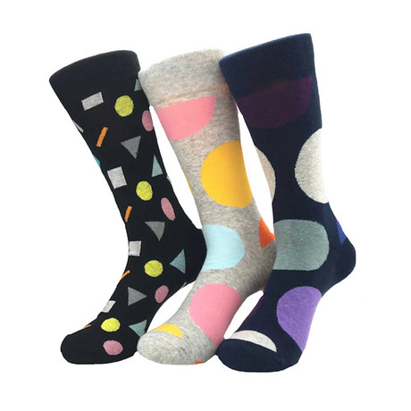Geometric Pattern Sock Bundle I // 3 Pack // Multicolor