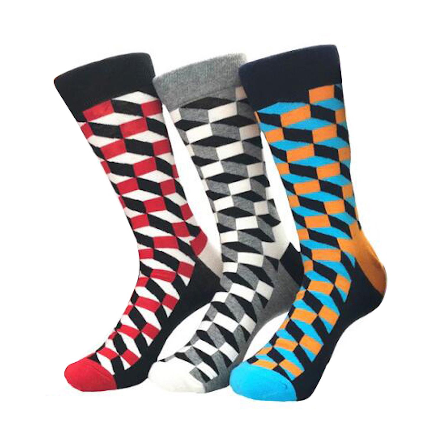 Geometric Pattern Sock Bundle II // 3 Pack // Multi Color - Amedeo ...