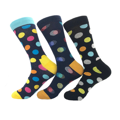 Circle Pattern Sock Bundle // 3 Pack // Multicolor