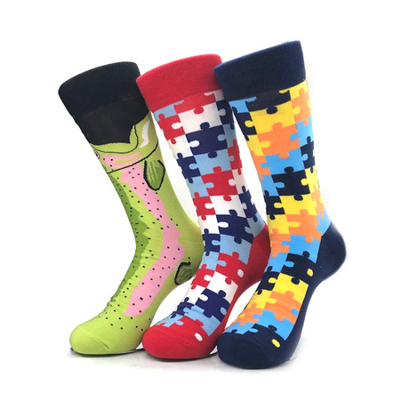 Puzzle Sock Bundle // 3 Pack // Multicolor