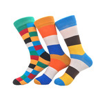 Striped + Block Sock Bundle II // 3 Pack // Multicolor